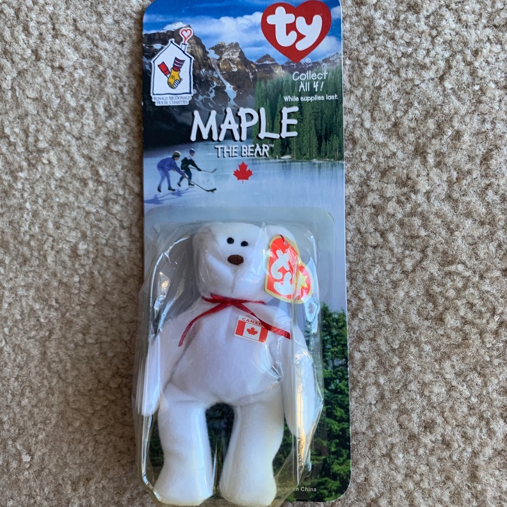 Rare Maple Bear Beanie Baby original package 1990s